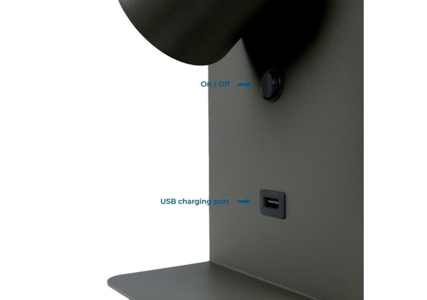 Lot de 2-Applique murale liseuse avec port USB "BASKOP"-6W-Design vertical-Noir - K1545-2N - Barcelona LED
