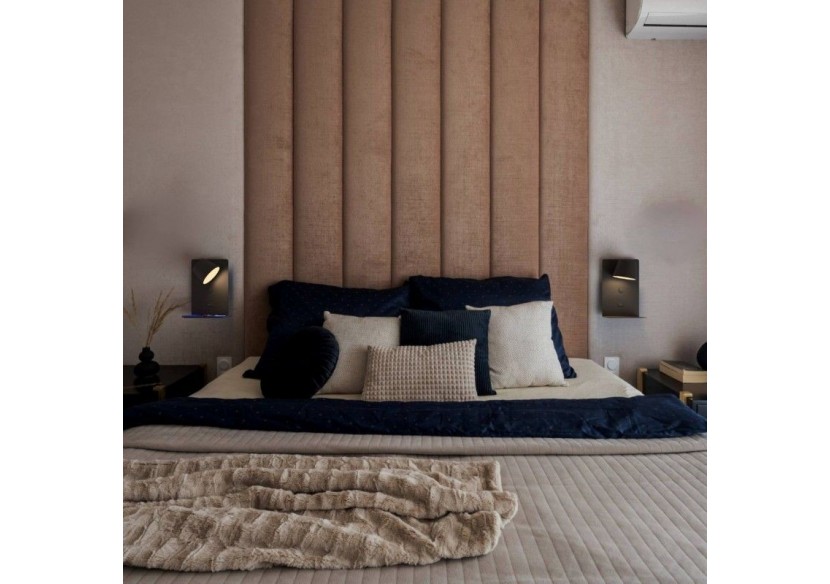 Lot de 2-Applique murale liseuse avec port USB "BASKOP"-6W-Design vertical-Noir - K1545-2N - Barcelona LED