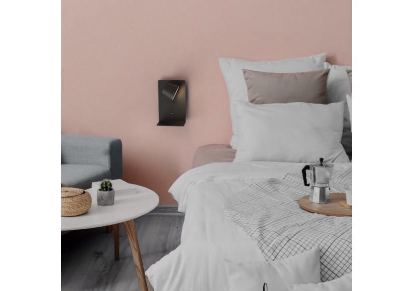 Lot de 2-Applique murale liseuse avec port USB "BASKOP"-6W-Design vertical-Noir - K1545-2N - Barcelona LED