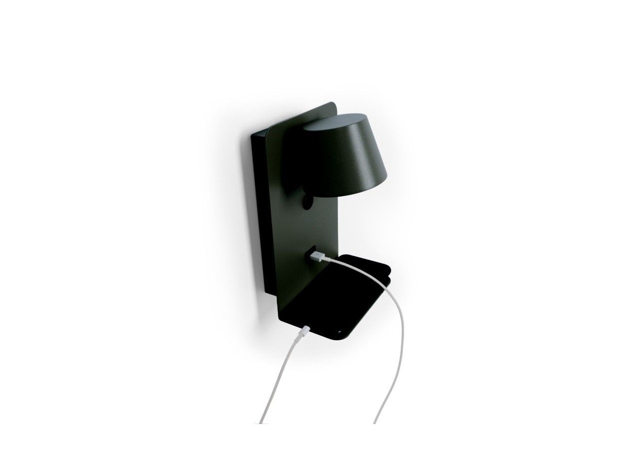 Lot de 2-Applique murale liseuse avec port USB "BASKOP"-6W-Design vertical-Noir - K1545-2N - Barcelona LED