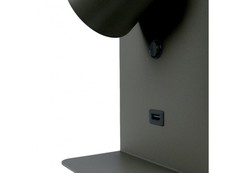 Lot de 2-Applique murale liseuse avec port USB "BASKOP"-6W-Design vertical-Noir - K1545-2N - Barcelona LED