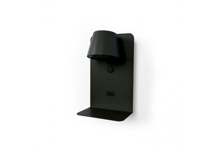 Lot de 2-Applique murale liseuse avec port USB "BASKOP"-6W-Design vertical-Noir - K1545-2N - Barcelona LED