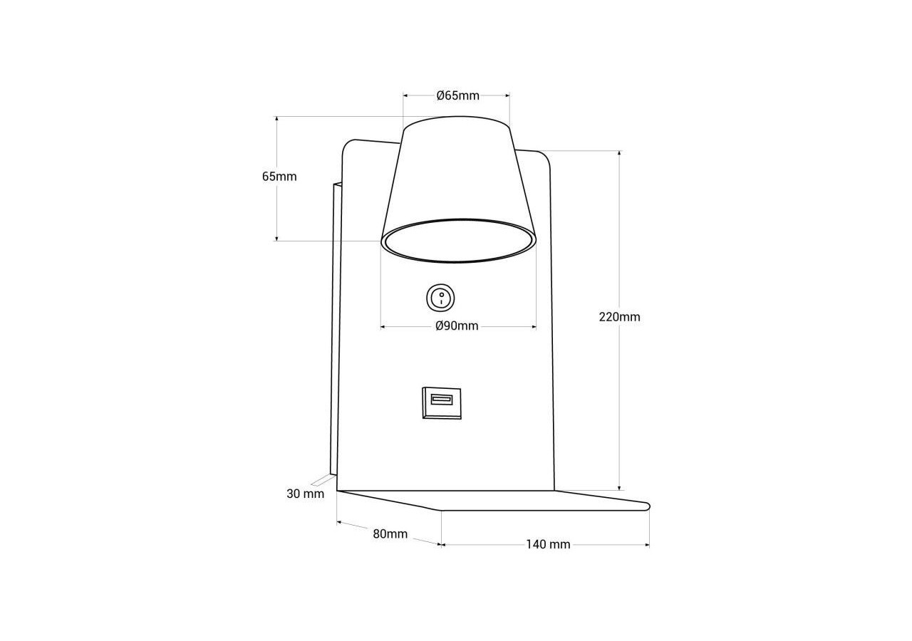 Lot de 2-Applique murale liseuse avec port USB "BASKOP"-6W-Design vertical-Noir - K1545-2N - Barcelona LED