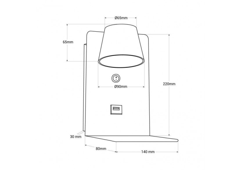 Lot de 2-Applique murale liseuse avec port USB "BASKOP"-6W-Design vertical-Noir - K1545-2N - Barcelona LED