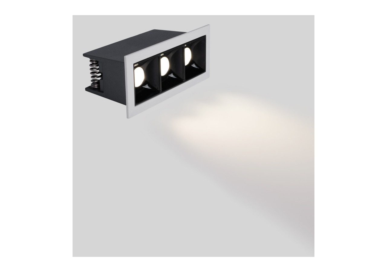 Spot linéaire LED encastré triple 6W-UGR18-IRC90-Puce OSRAM-Blanc - B1218-6W-B-BN - Barcelona LED