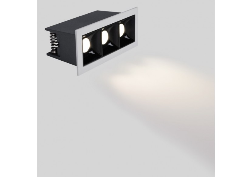 Spot linéaire LED encastré triple 6W-UGR18-IRC90-Puce OSRAM-Blanc - B1218-6W-B-BN - Barcelona LED