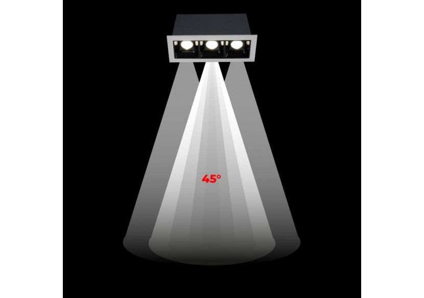 Spot linéaire LED encastré triple 6W-UGR18-IRC90-Puce OSRAM-Blanc - B1218-6W-B-BN - Barcelona LED