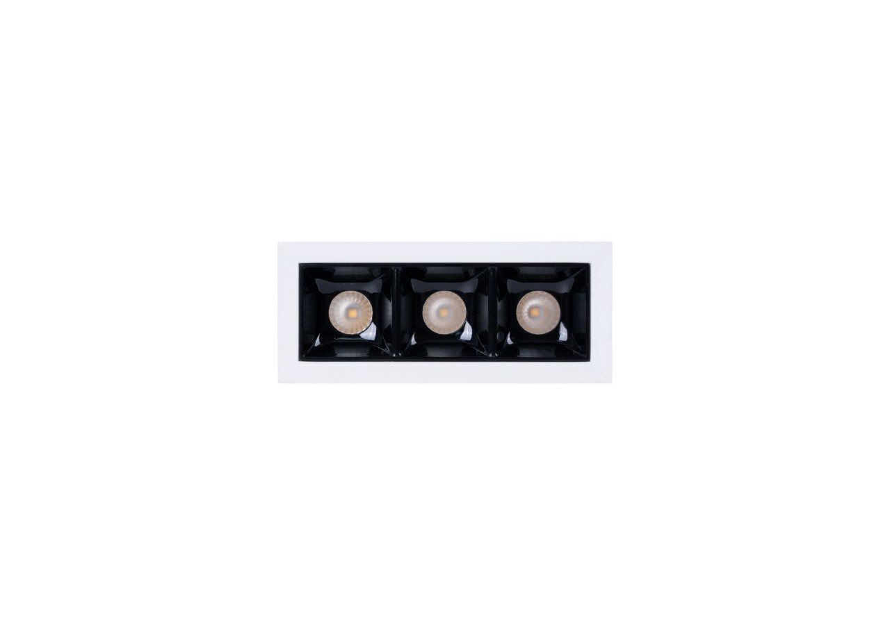 Spot linéaire LED encastré triple 6W-UGR18-IRC90-Puce OSRAM-Blanc - B1218-6W-B-BN - Barcelona LED