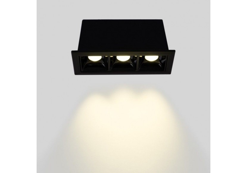 Spot linéaire LED encastré triple 6W-UGR18-IRC90-Puce OSRAM-Noir - B1218-6W-N-BN - Barcelona LED
