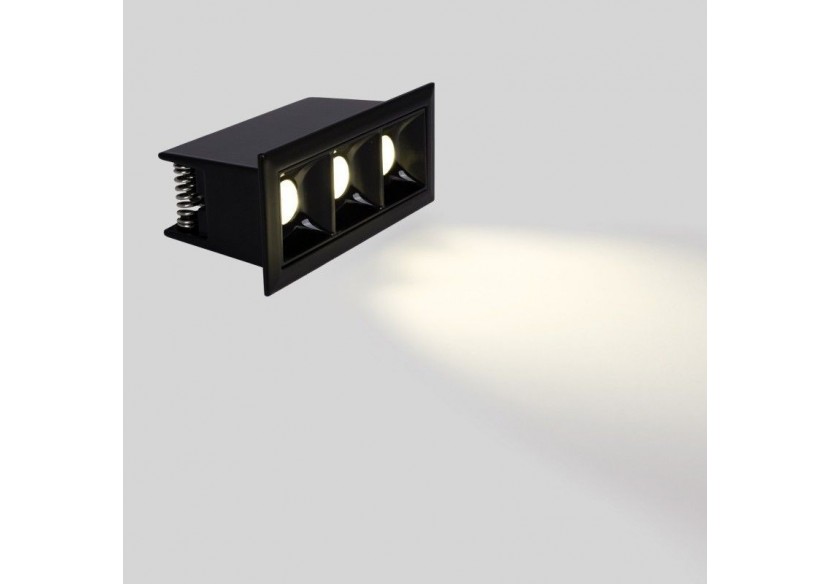 Spot linéaire LED encastré triple 6W-UGR18-IRC90-Puce OSRAM-Noir - B1218-6W-N-BN - Barcelona LED