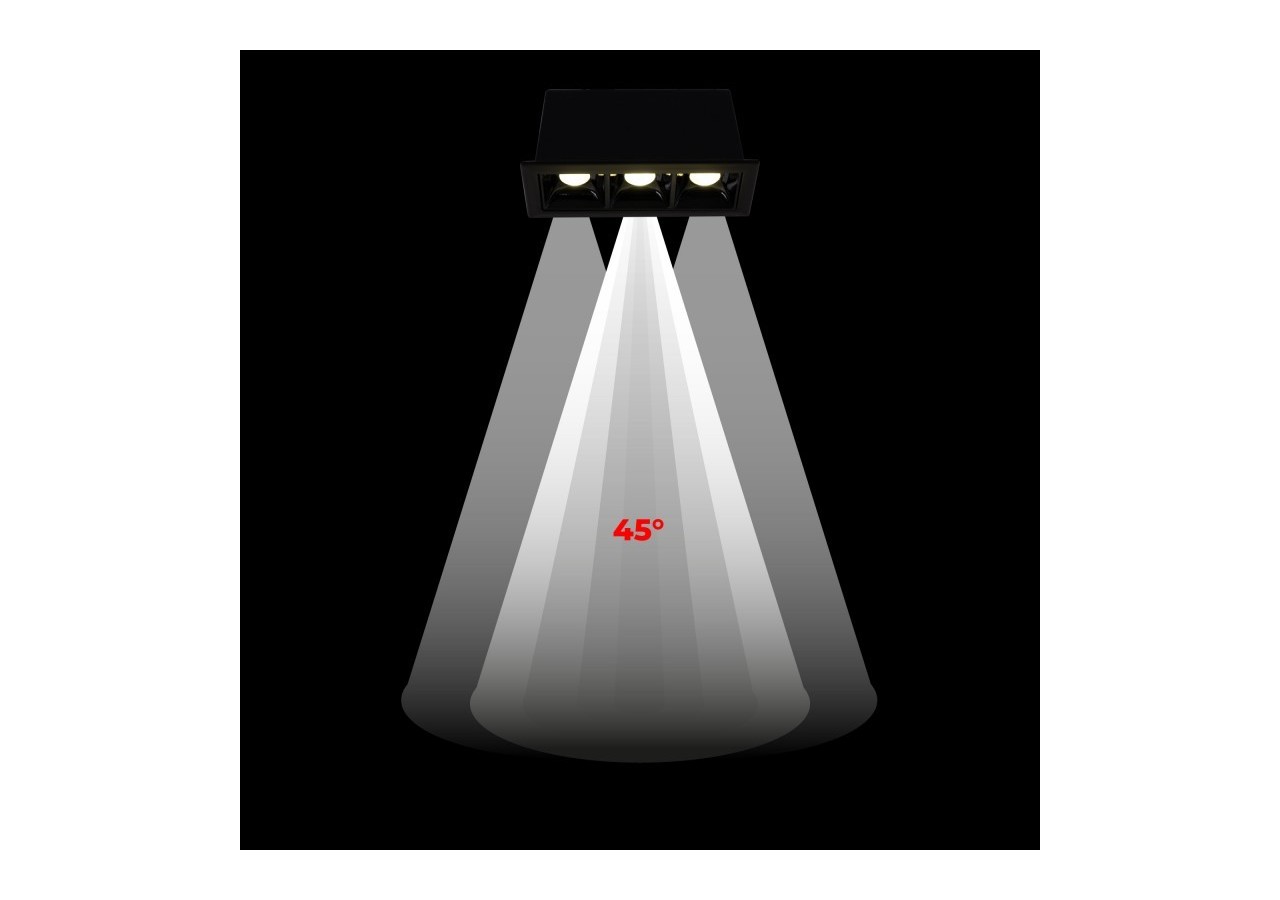 Spot linéaire LED encastré triple 6W-UGR18-IRC90-Puce OSRAM-Noir - B1218-6W-N-BN - Barcelona LED