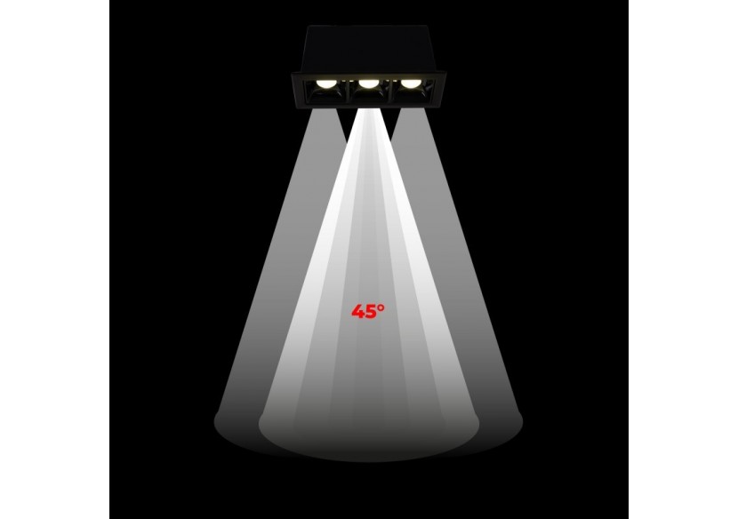 Spot linéaire LED encastré triple 6W-UGR18-IRC90-Puce OSRAM-Noir - B1218-6W-N-BN - Barcelona LED