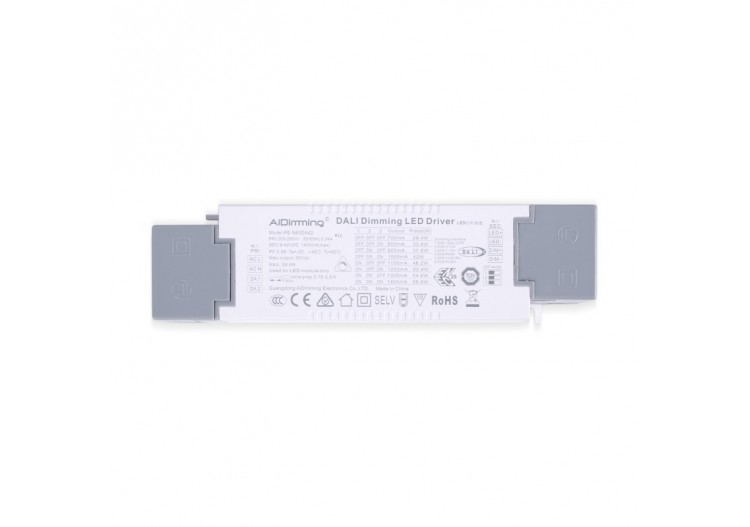 Driver dimmable par DALI + 1/0-10V + PUSH-9-42V DC-58W-Courant multiple (700-1400mA) - PE-N60DA42 - Barcelona LED 2