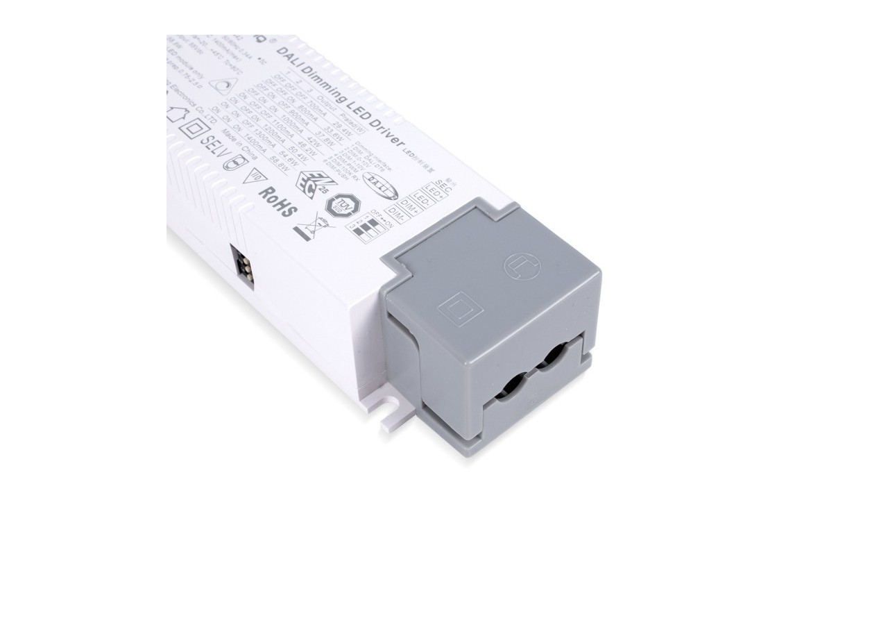 Driver dimmable par DALI + 1/0-10V + PUSH-9-42V DC-58W-Courant multiple (700-1400mA) - PE-N60DA42 - Barcelona LED