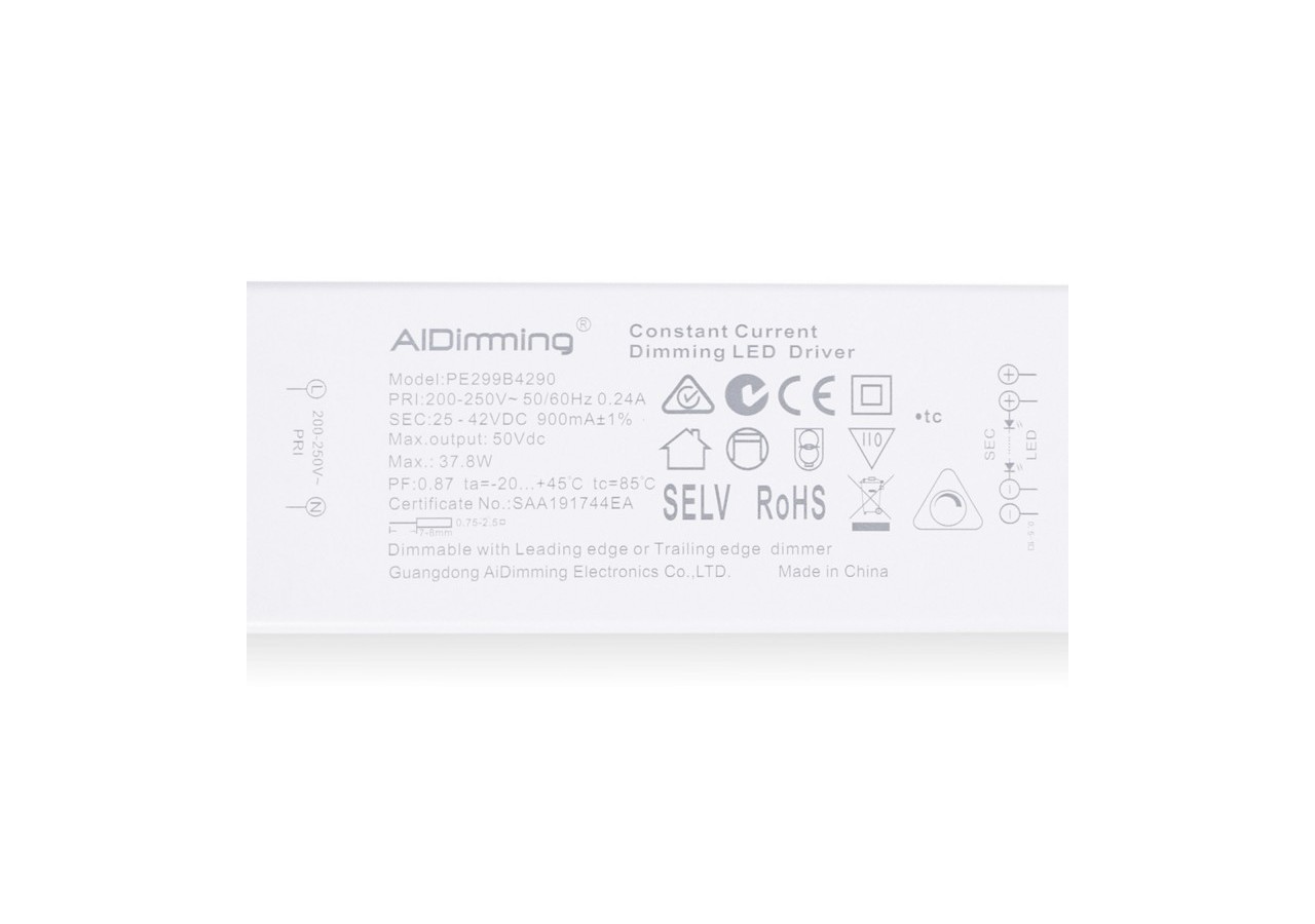 Driver dimmable par TRIAC 25-42V DC-900mA-37W - PE299B4290 - Barcelona LED