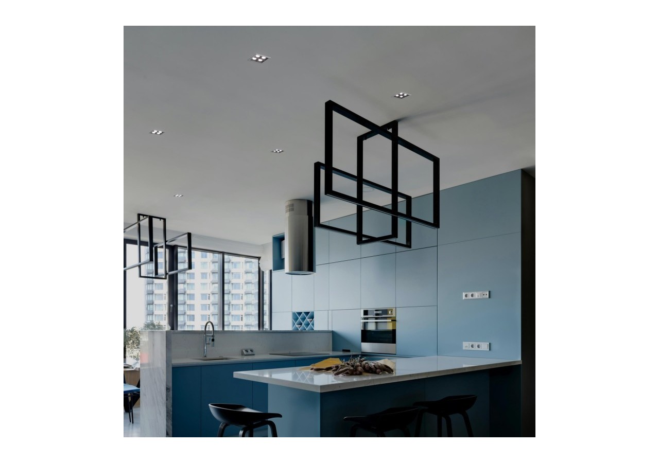 Spot LED encastrable carré 8W-4 lumières-UGR18-IRC90-Puce OSRAM-Blanc - B1217-8W-B-BN - Barcelona LED