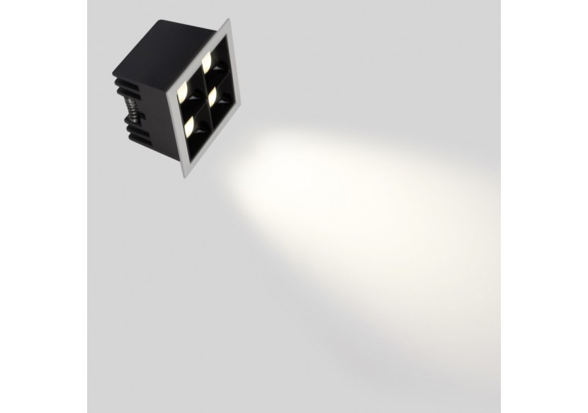 Spot LED encastrable carré 8W-4 lumières-UGR18-IRC90-Puce OSRAM-Blanc - B1217-8W-B-BN - Barcelona LED