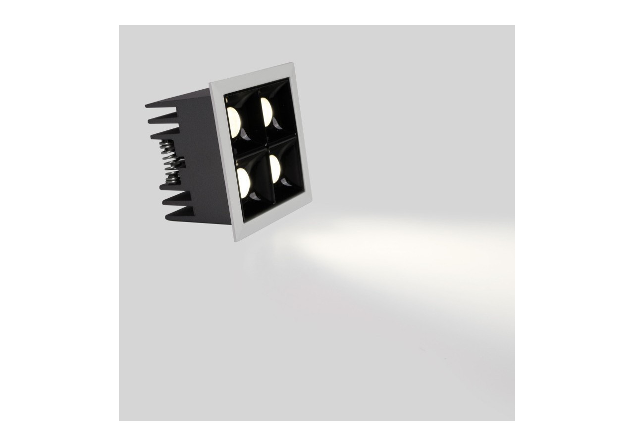 Spot LED encastrable carré 8W-4 lumières-UGR18-IRC90-Puce OSRAM-Blanc - B1217-8W-B-BN - Barcelona LED