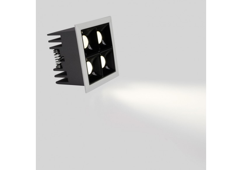 Spot LED encastrable carré 8W-4 lumières-UGR18-IRC90-Puce OSRAM-Blanc - B1217-8W-B-BN - Barcelona LED