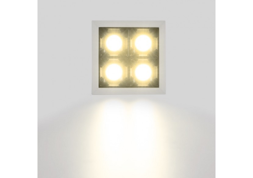 Spot LED encastrable carré 8W-4 lumières-UGR18-IRC90-Puce OSRAM-Blanc - B1217-8W-B-BN - Barcelona LED