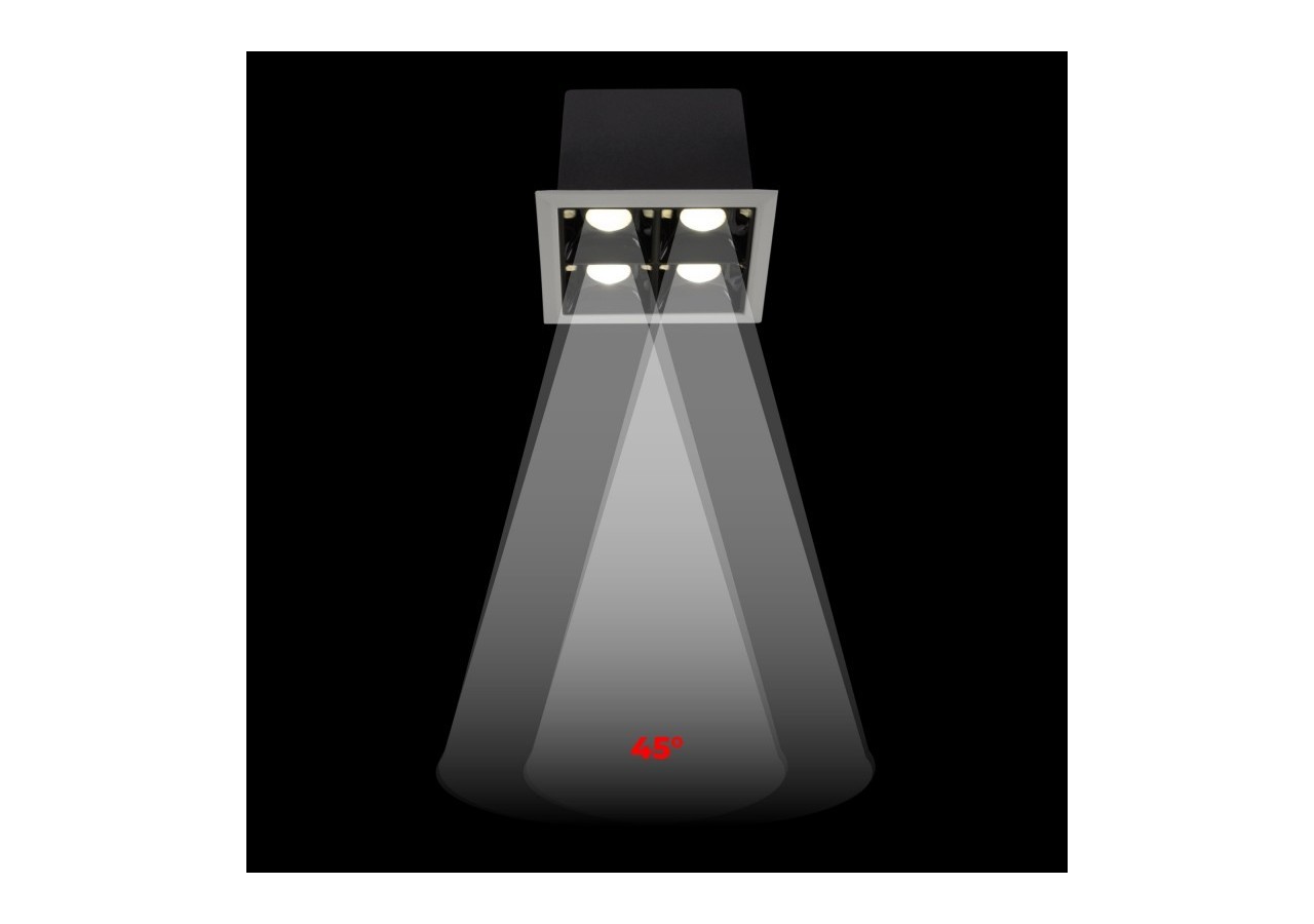 Spot LED encastrable carré 8W-4 lumières-UGR18-IRC90-Puce OSRAM-Blanc - B1217-8W-B-BN - Barcelona LED