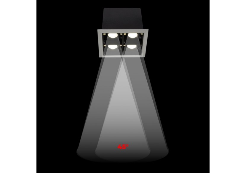 Spot LED encastrable carré 8W-4 lumières-UGR18-IRC90-Puce OSRAM-Blanc - B1217-8W-B-BN - Barcelona LED