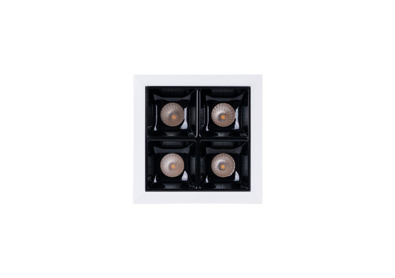 Spot LED encastrable carré 8W-4 lumières-UGR18-IRC90-Puce OSRAM-Blanc - B1217-8W-B-BN - Barcelona LED