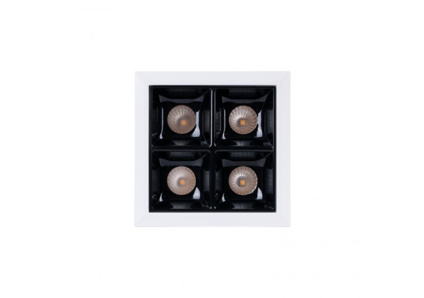 Spot LED encastrable carré 8W-4 lumières-UGR18-IRC90-Puce OSRAM-Blanc - B1217-8W-B-BN - Barcelona LED