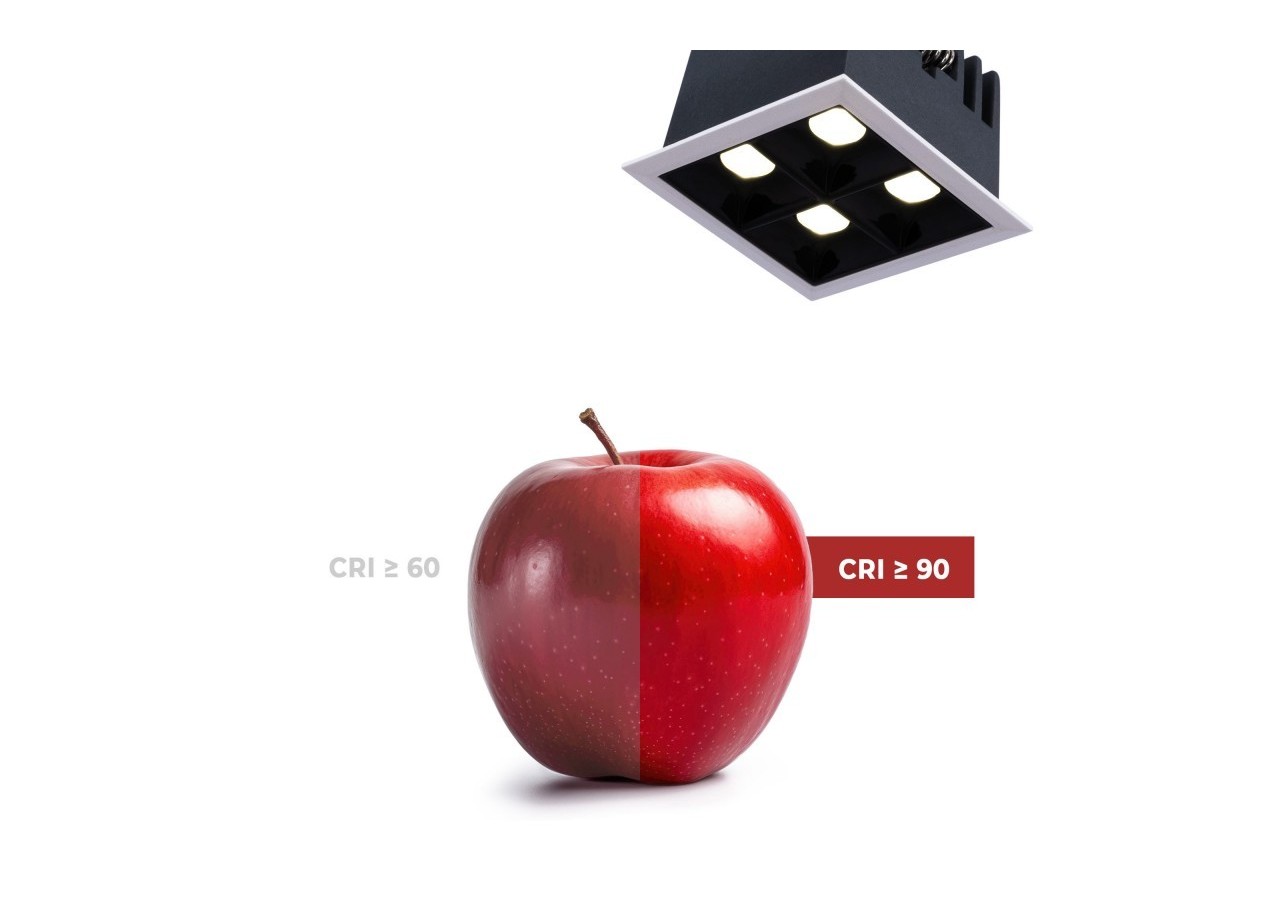 Spot LED encastrable carré 8W-4 lumières-UGR18-IRC90-Puce OSRAM-Blanc - B1217-8W-B-BN - Barcelona LED