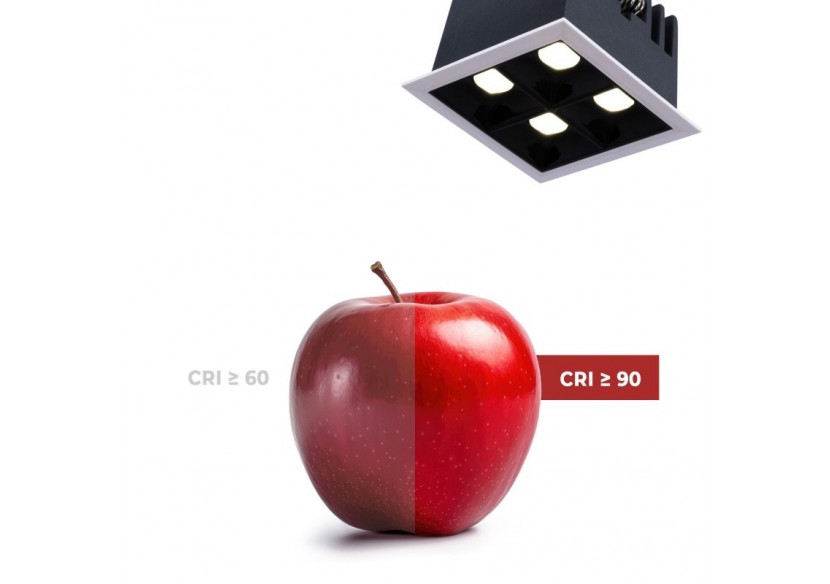 Spot LED encastrable carré 8W-4 lumières-UGR18-IRC90-Puce OSRAM-Blanc - B1217-8W-B-BN - Barcelona LED