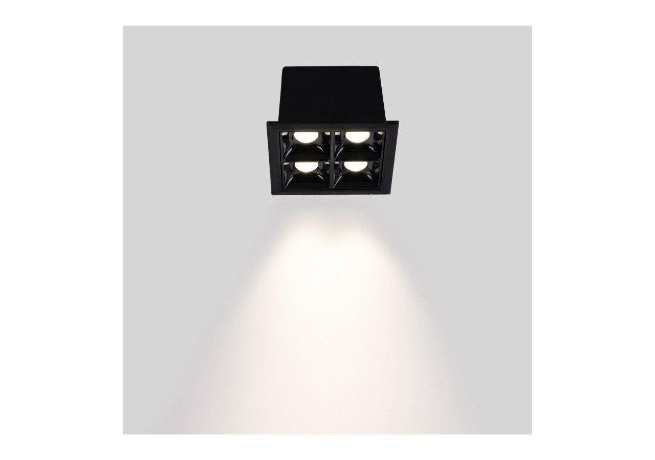 Spot LED encastrable carré 8W-4 lumières-UGR18-IRC90-Puce OSRAM-Noir - B1217-8W-N-BN - Barcelona LED