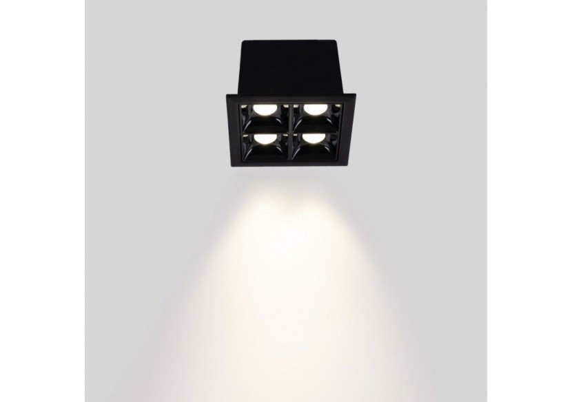 Spot LED encastrable carré 8W-4 lumières-UGR18-IRC90-Puce OSRAM-Noir - B1217-8W-N-BN - Barcelona LED