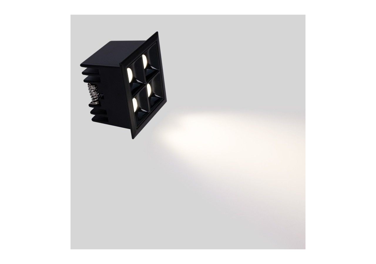 Spot LED encastrable carré 8W-4 lumières-UGR18-IRC90-Puce OSRAM-Noir - B1217-8W-N-BN - Barcelona LED