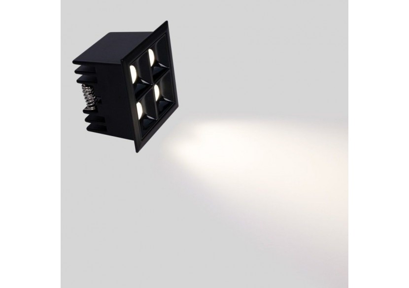 Spot LED encastrable carré 8W-4 lumières-UGR18-IRC90-Puce OSRAM-Noir - B1217-8W-N-BN - Barcelona LED