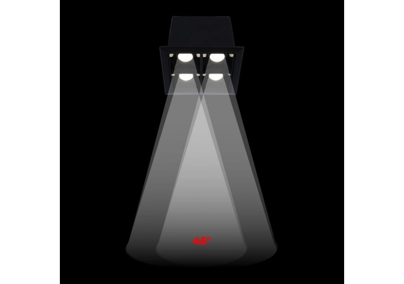 Spot LED encastrable carré 8W-4 lumières-UGR18-IRC90-Puce OSRAM-Noir - B1217-8W-N-BN - Barcelona LED