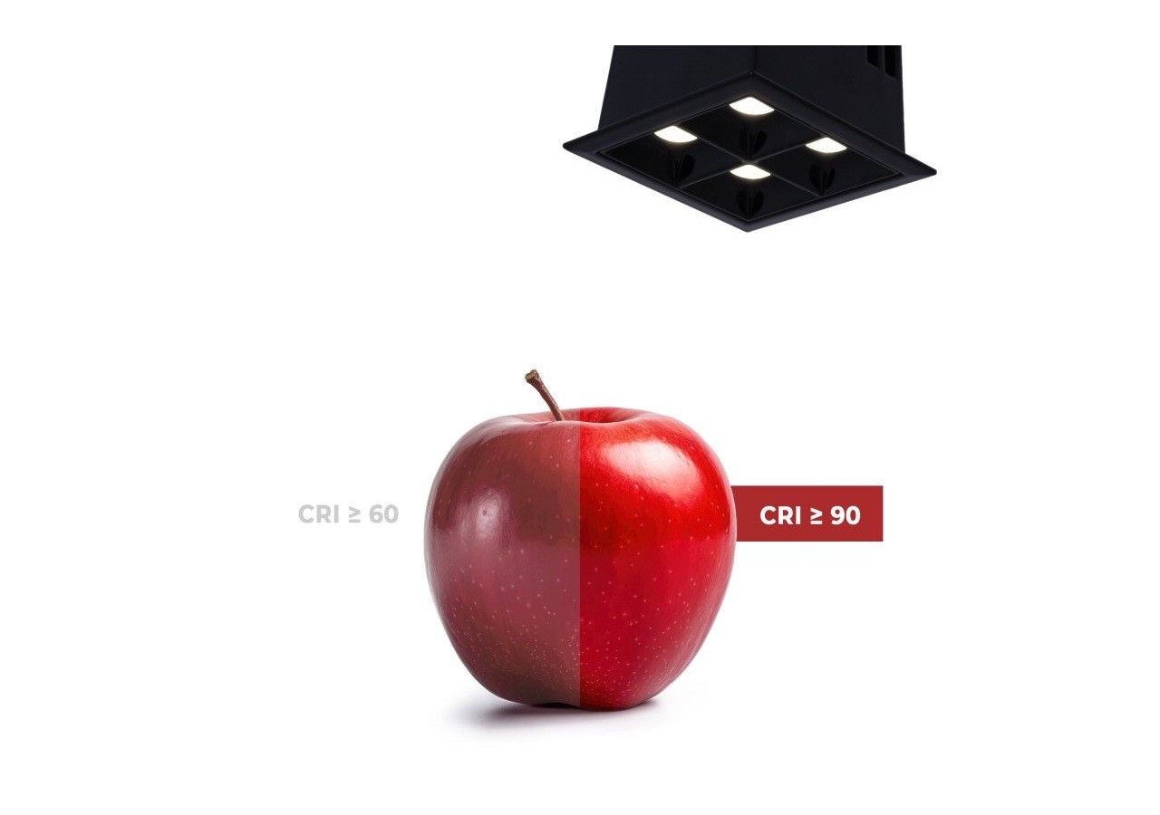 Spot LED encastrable carré 8W-4 lumières-UGR18-IRC90-Puce OSRAM-Noir - B1217-8W-N-BN - Barcelona LED