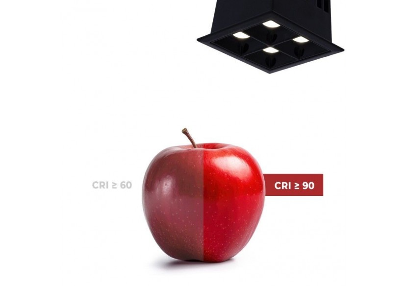 Spot LED encastrable carré 8W-4 lumières-UGR18-IRC90-Puce OSRAM-Noir - B1217-8W-N-BN - Barcelona LED