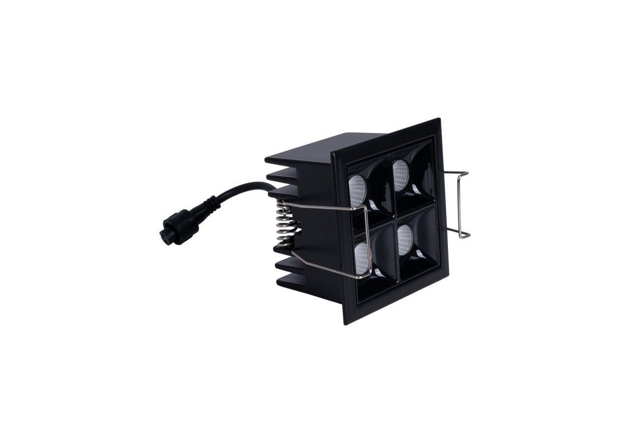 Spot LED encastrable carré 8W-4 lumières-UGR18-IRC90-Puce OSRAM-Noir - B1217-8W-N-BN - Barcelona LED