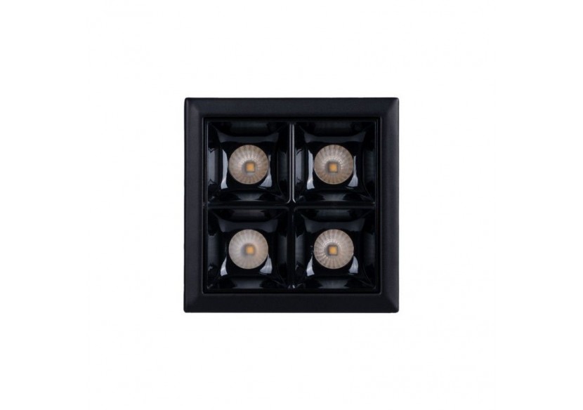 Spot LED encastrable carré 8W-4 lumières-UGR18-IRC90-Puce OSRAM-Noir - B1217-8W-N-BN - Barcelona LED