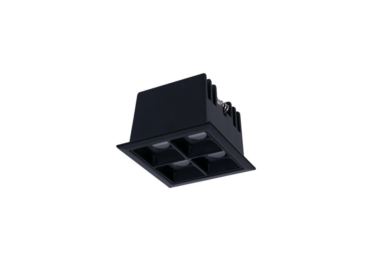Spot LED encastrable carré 8W-4 lumières-UGR18-IRC90-Puce OSRAM-Noir - B1217-8W-N-BN - Barcelona LED