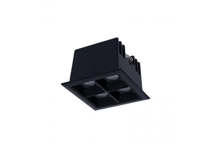 Spot LED encastrable carré 8W-4 lumières-UGR18-IRC90-Puce OSRAM-Noir - B1217-8W-N-BN - Barcelona LED