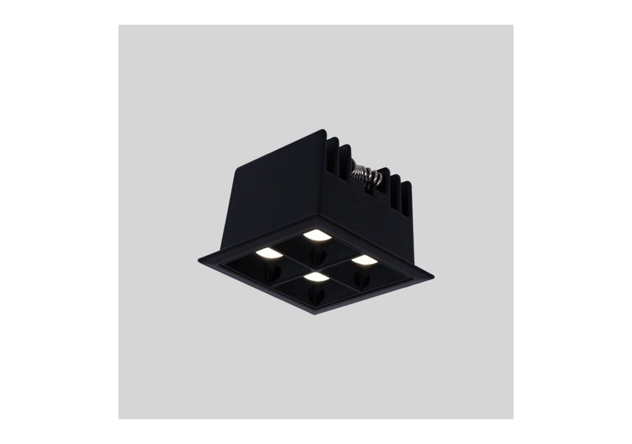 Spot LED encastrable carré 8W-4 lumières-UGR18-IRC90-Puce OSRAM-Noir - B1217-8W-N-BN - Barcelona LED