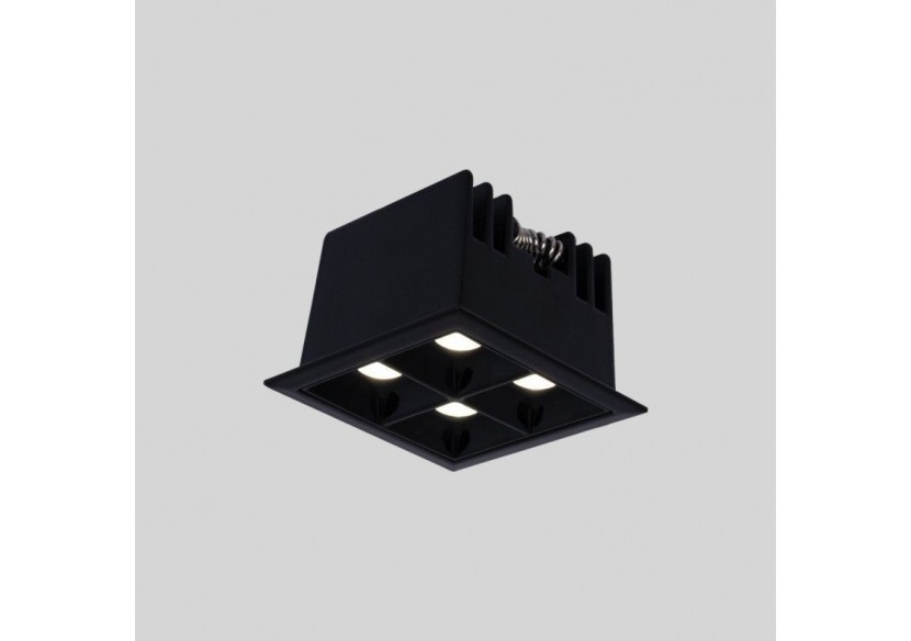 Spot LED encastrable carré 8W-4 lumières-UGR18-IRC90-Puce OSRAM-Noir - B1217-8W-N-BN - Barcelona LED