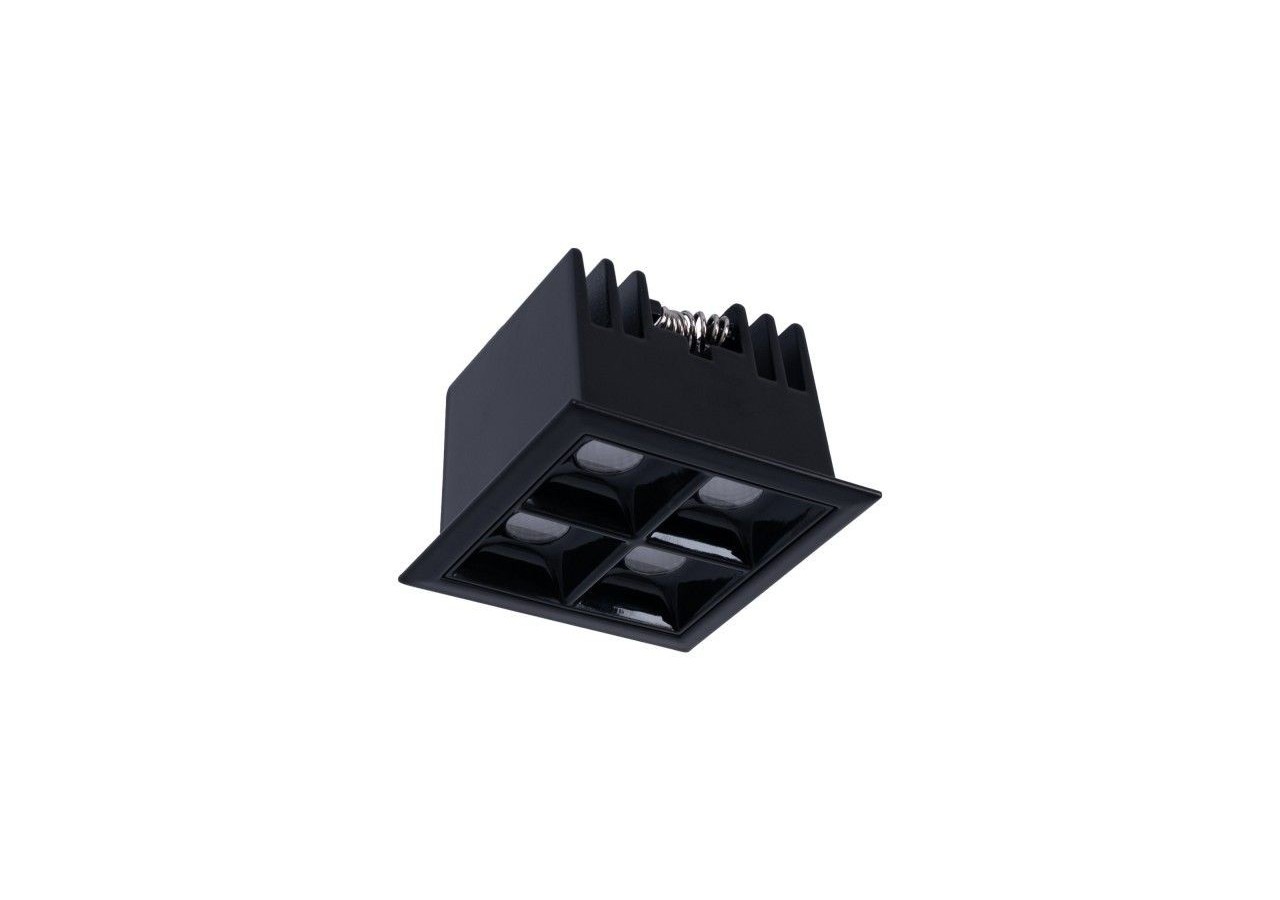 Spot LED encastrable carré 8W-4 lumières-UGR18-IRC90-Puce OSRAM-Noir - B1217-8W-N-BN - Barcelona LED