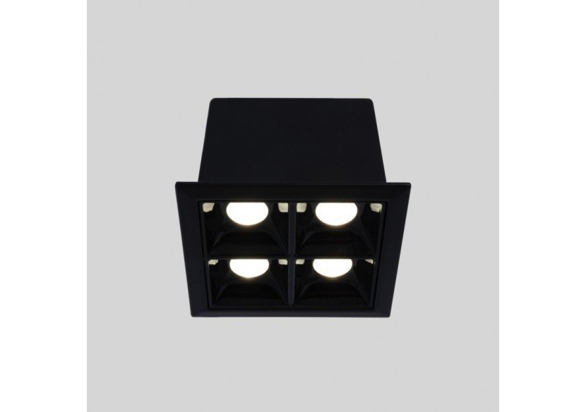 Spot LED encastrable carré 8W-4 lumières-UGR18-IRC90-Puce OSRAM-Noir - B1217-8W-N-BN - Barcelona LED