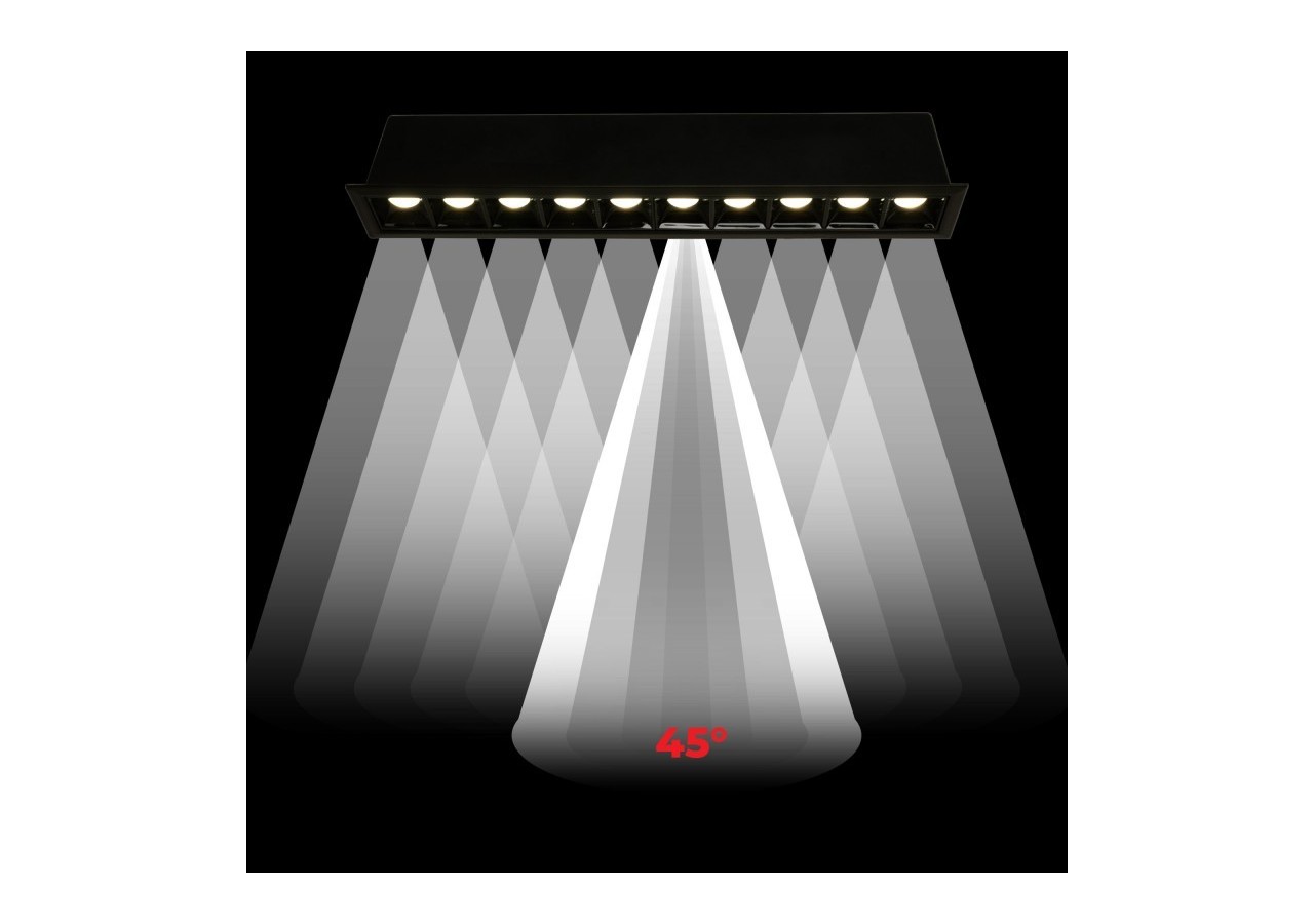 Spot linéaire LED encastré 20W-UGR18-IRC90-Puce OSRAM-Noir - B1218-20W-N-BN - Barcelona LED