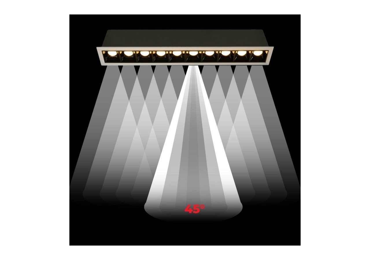 Spot linéaire LED encastré 20W-UGR18-IRC90-Puce OSRAM-Blanc - B1218-20W-B-BN - Barcelona LED