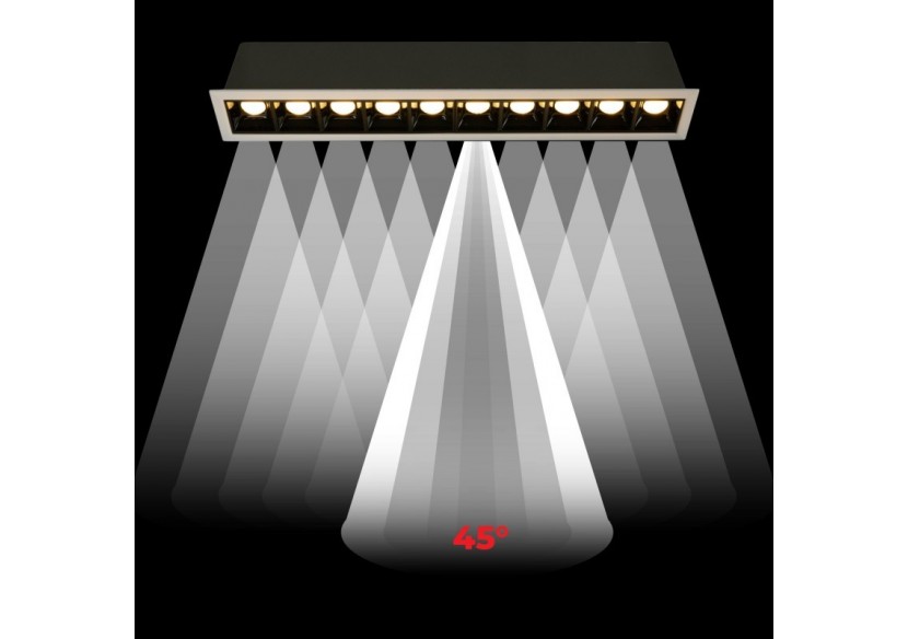 Spot linéaire LED encastré 20W-UGR18-IRC90-Puce OSRAM-Blanc - B1218-20W-B-BN - Barcelona LED