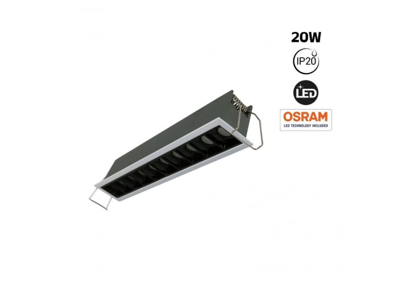 Spot linéaire LED encastré 20W-UGR18-IRC90-Puce OSRAM-Blanc - B1218-20W-B-BN - Barcelona LED