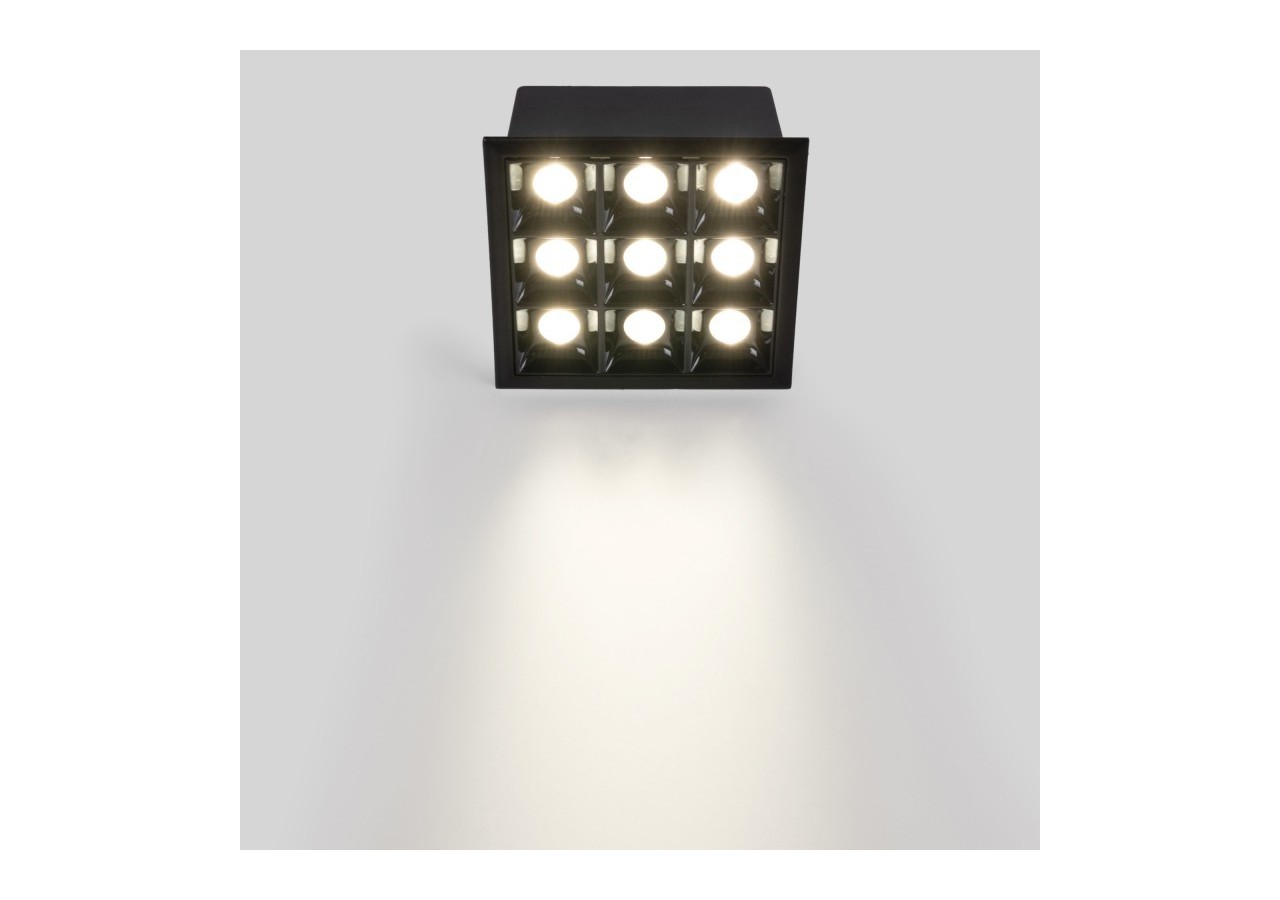 Spot LED encastrable carré 18W-9 lumières-UGR18-IRC90-Puce OSRAM-Noir - B1217-18W-N-BN - Barcelona LED